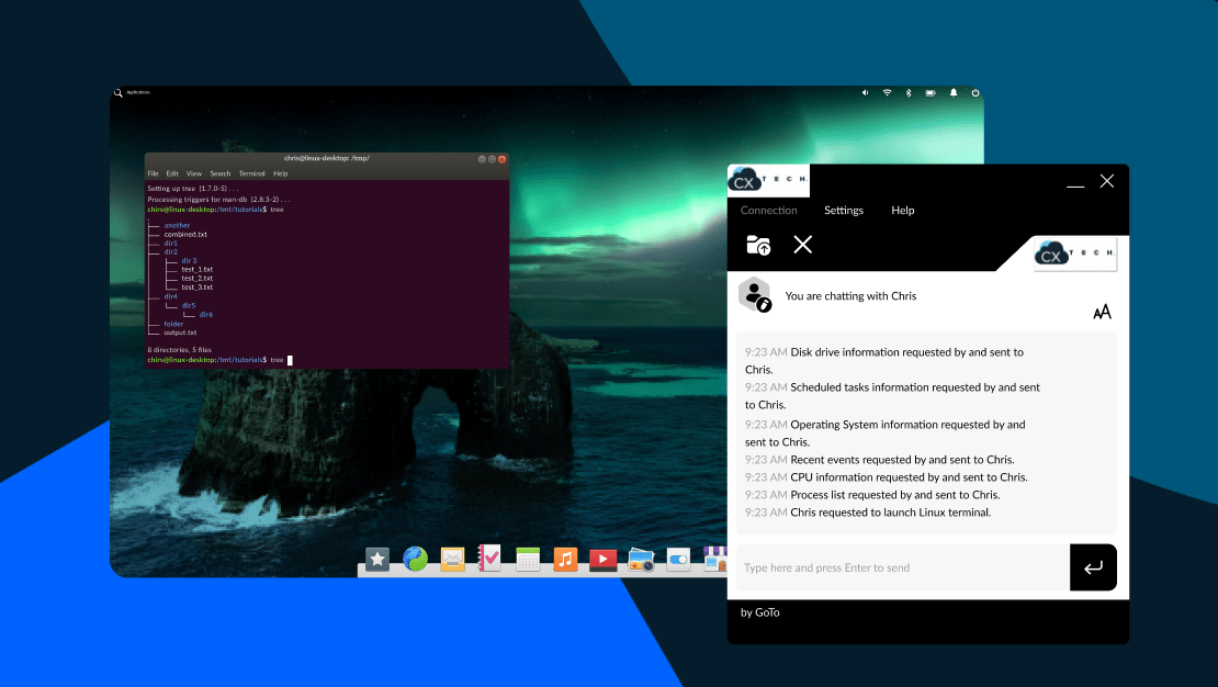 Interfaccia della chat di supporto di Rescue su un desktop Linux.